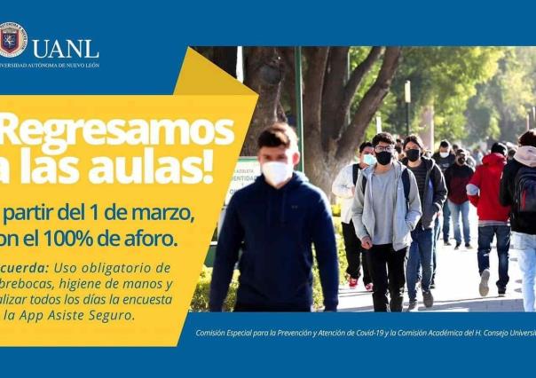 Anuncia UANL regreso a clases 100% presenciales a las aulas