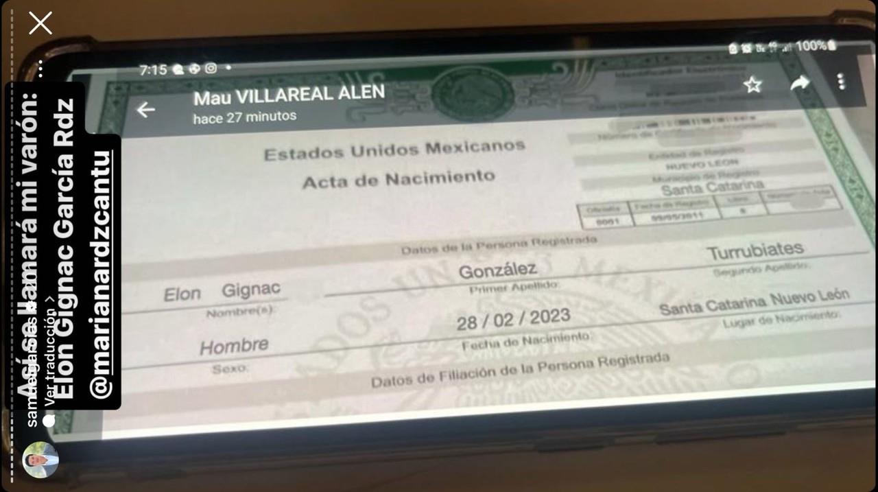 Aún se desconoce si la imagen corresponde a un acta de nacimiento real o solo fue edición por la euforia que se ha generado en redes sociales. Foto: Instagram