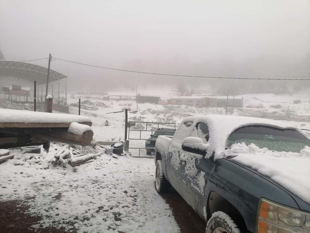 Las precipitaciones en forma de nieve se concentraron en varias comunidades del municipio de Guanaceví. Foto. Cortesía