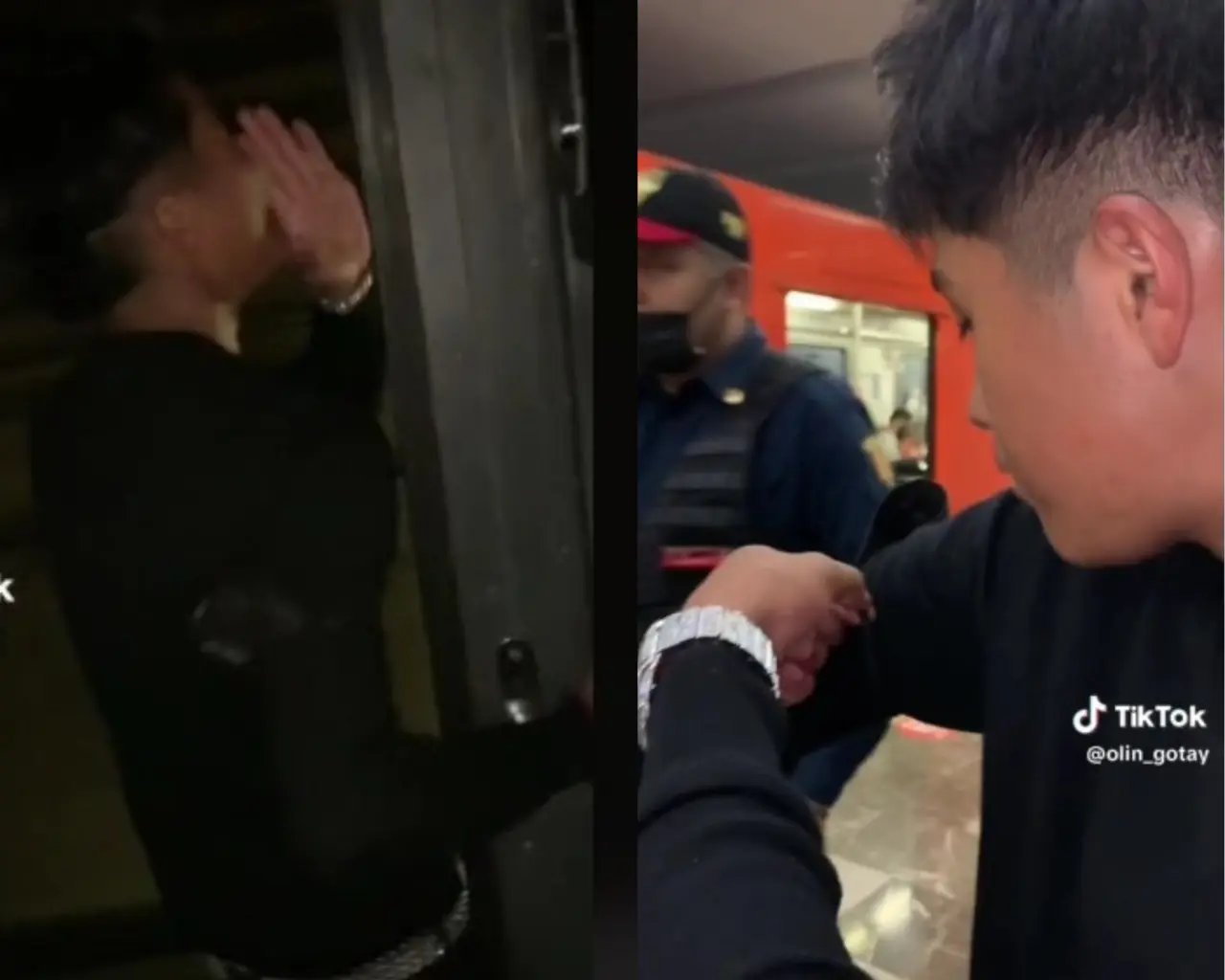 Jóvenes dan mordida a policía tras viajar en cabina del Metro de la CDMX. Captura de pantalla