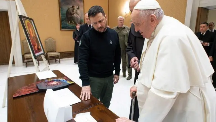 El Papa recibió a Volodimir Zelenski en el Vaticano. Foto. Vaticano News.