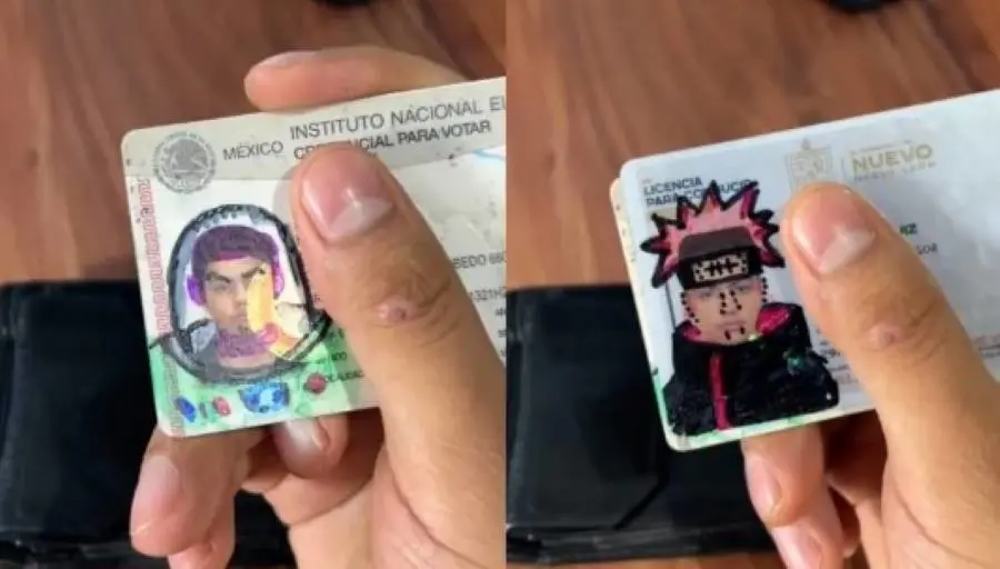 Amigos le hacen broma en su INE y licencia justo el día que lo paró un tránsito. Foto. TIKTOK