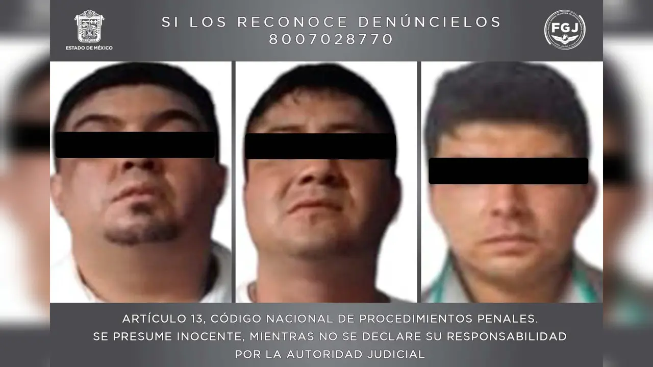 David “N”, Uriel “N” y Eduardo “N fueron vinculados a proceso por el delito de homicidio calificado, la autoridad los señala como integrantes de la célula Los Mazos y generadores de violencia en zona oriente de Edomex. Foto: Cortesía