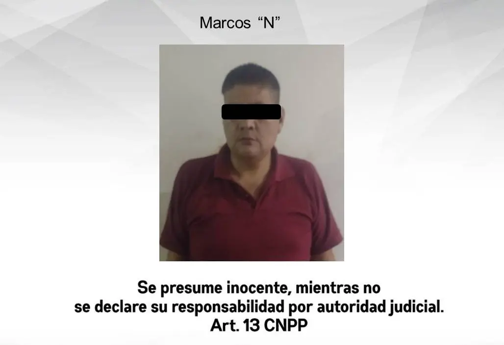 Marcos “N” de 42 años, fue arrestado y puesto a disposición del Ministerio Público para que se determine su situación jurídica. Foto: Twitter @Fiscalia_Mor.