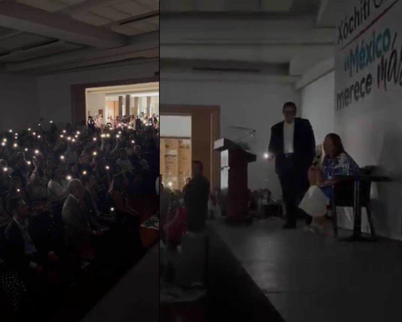 VIDEO: Se va la luz en evento de Xóchitl Gálvez en Querétaro. Foto: Captura de pantalla