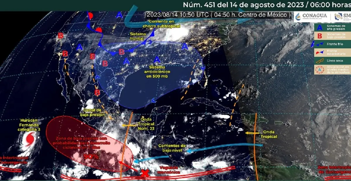 Se desarrolló la tormenta tropical Greg en el Océano Pacífico, a mil 885 km al oeste-suroeste de Punta Eugenia, Baja California Sur.  Foto: Twitter @conagua_clima