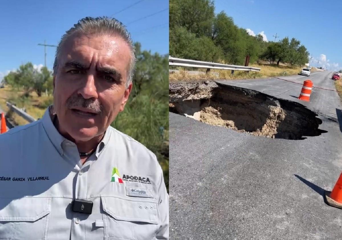 El alcalde de Apodaca, César Garza Villarreal, anuncia cambios en la operación de la ruta A3 Contigo luego que se formara un socavón en el municipio de Zuazua. Foto: Facebook César Garza Villarreal