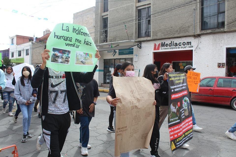 Vecinos de Xonacatlán tomaron las calles para protestar contra el maltrato animal, exigieron atender el problema, luego de que un Pony murió electrocutado durante la feria de San Francisco de Asís. Foto Cortesía