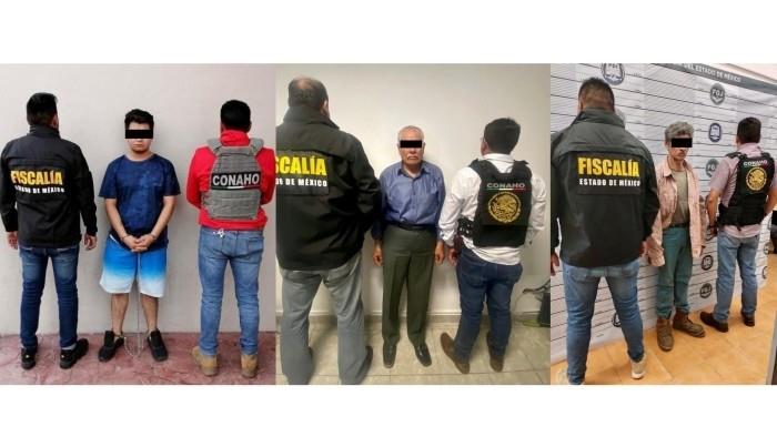 Adrián Alexander, Sebastián y Francisco fueron detenidos en operativos distintos, están acusados de agresión sexual a menores en tres municipios de Edomex. Foto: SSyCP