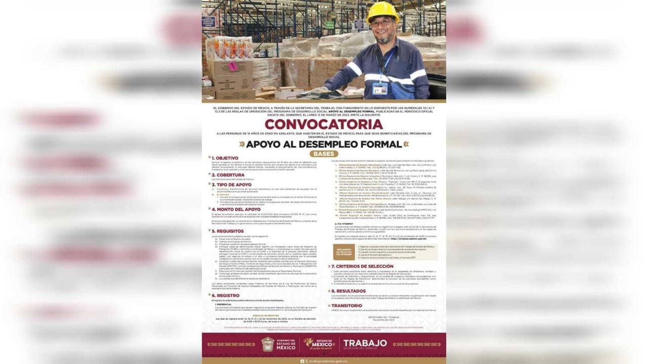 El programa de apoyo al desempleo formal en Edomex aportará tres mil pesos a los afectados que se quedaron sin trabajo en los últimos 4 meses. Foto: Gobierno de Edomex