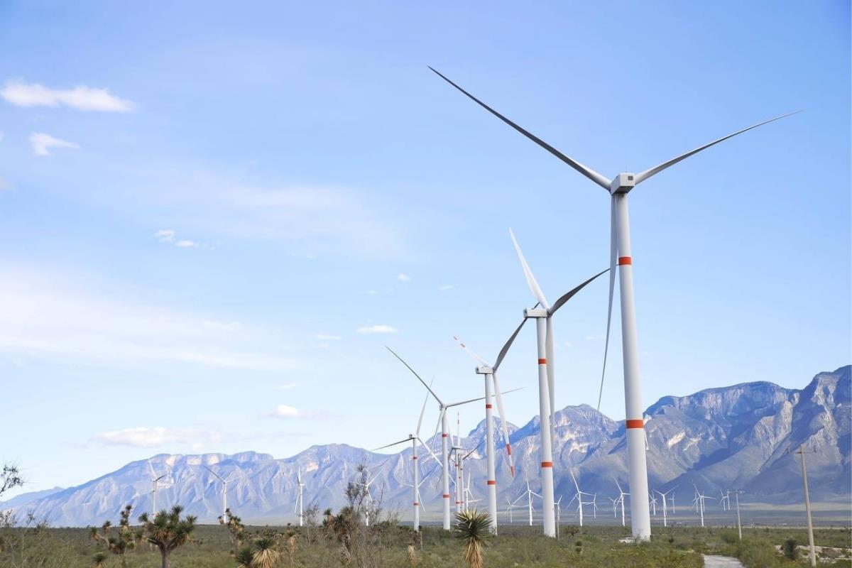 Samuel García visita el parque El Mezquite, un proyecto de energía eólica, en Mina, Nuevo León. Foto: Redes Samuel García