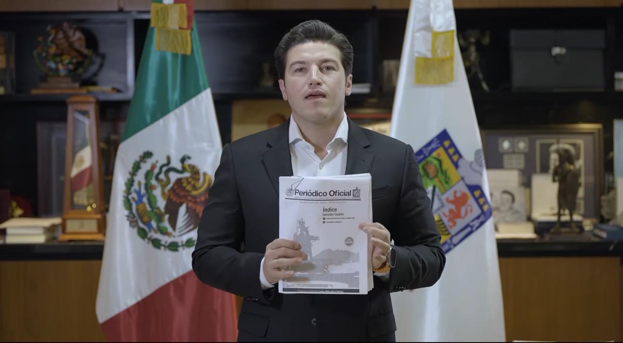 Samuel García emite acuerdo para informar que no ejercerá la licencia autorizada por el Congreso; anuncia que deja la carrera presidencial. Foto: Captura de pantalla