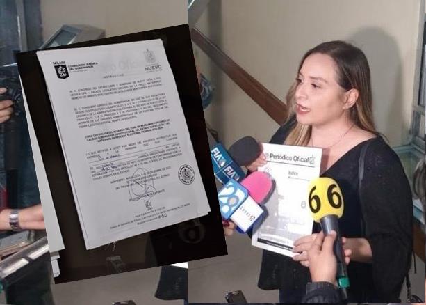 La diputada Tabita Ortiz , recibió el documento que fue colocado en la ventana de cristal de la Oficialía de Partes. Foto. Cortesía