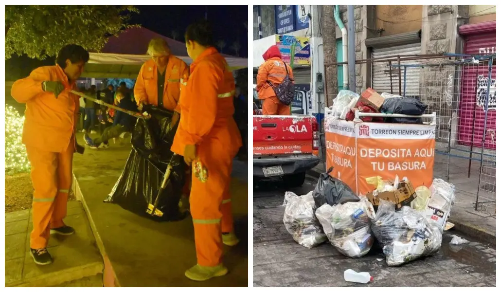 Se ha aumentado el trabajo de limpieza en Torreón por las peregrinaciones. (Fotografía: Gobierno de Torreón)