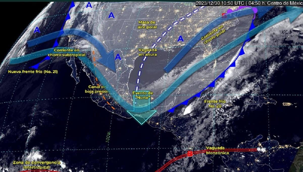 El frente frío número 21, que se aproximará a Baja California, ocasionará chubascos en dicha entidad. Foto: Twitter @conagua_clima