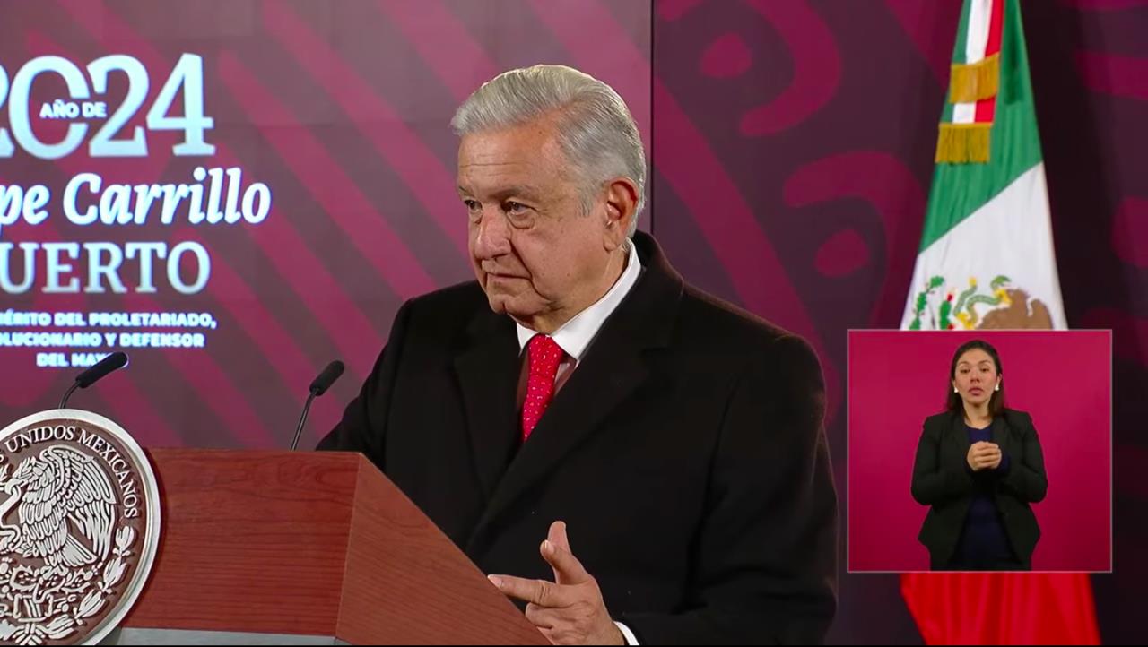 El presidente Andrés Manuel López Obrador en conferencia de prensa del 5 de enero de 2023. Fuente: YouTube