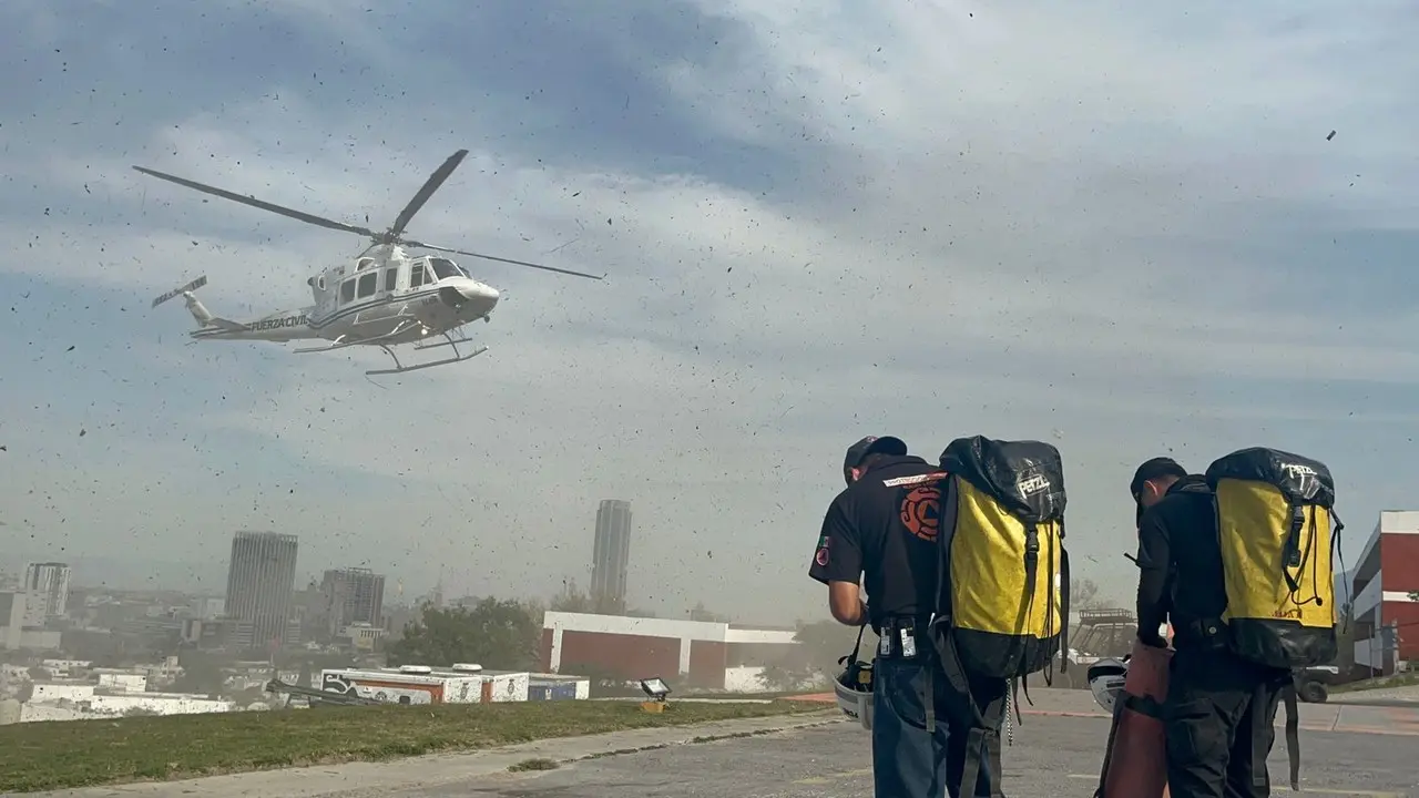 Preparan rescate aéreo de hombre en peligro en Cerro del Fraile en García