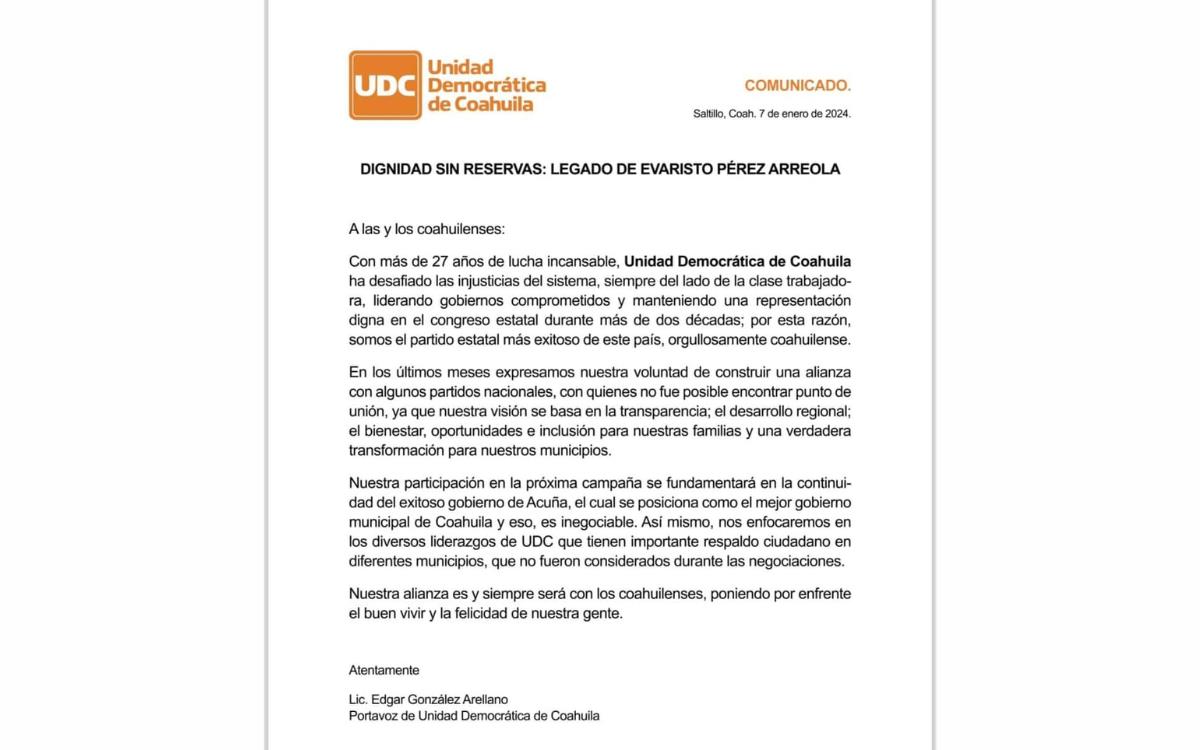 Comunicado UDC. Fotografía de redes sociales.