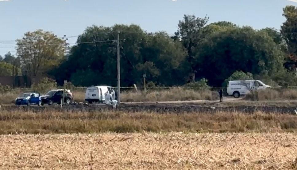 La zona fue acordonada por elementos de seguridad de San Juan del Río luego de que fue reportado el hallazgo de los nueve cuerpos. Fuente: X (antes Twitter)