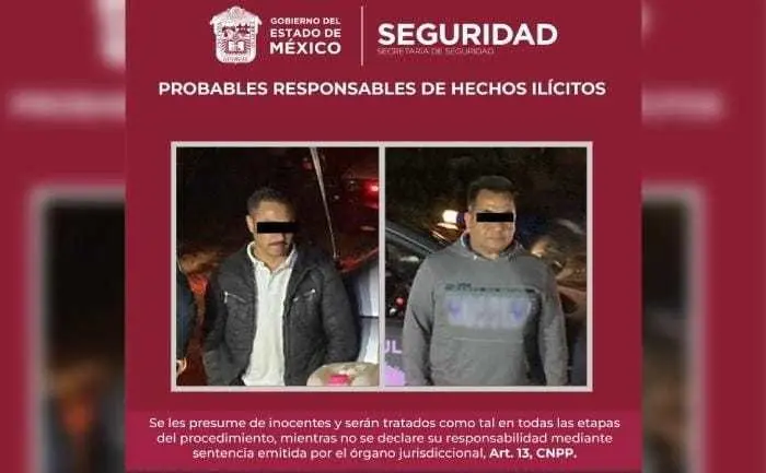 Detienen en Edoméx a dos hombres con hidrocarburo robado. Foto: Especial