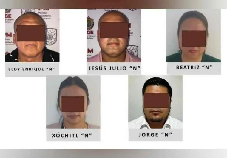 Los cinco fueron detenidos mediante ordenes de aprehensión. Foto: Fiscalía General de Veracruz.