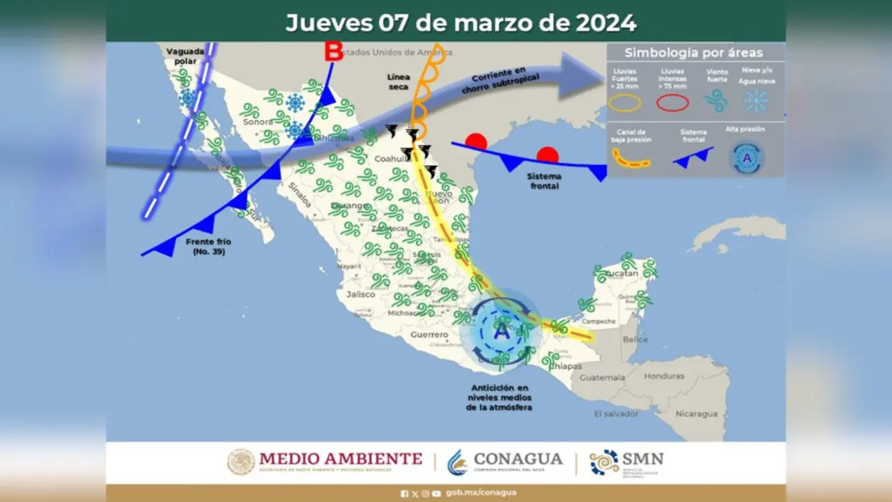 El pronóstico a 48 horas indica intervalos de chubascos en el estado / Foto: Servicio Meteorológico Nacional