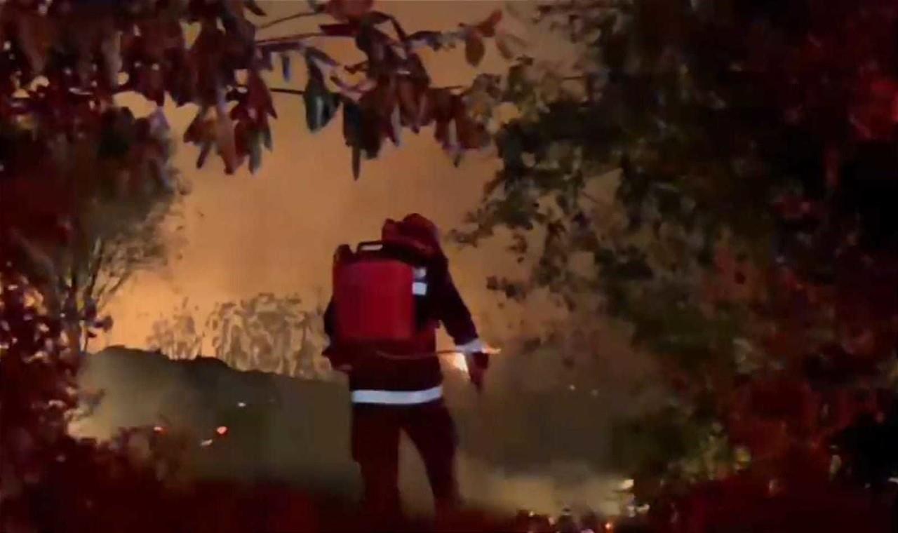 Un incendio consumió gran parte del terreno de un rancho ubicado al oriente de puerto Progreso la tarde noche del jueves.- Foto de redes sociales