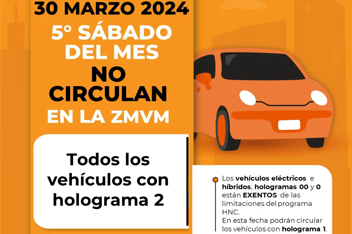 ¿Sábado de Gloria y de multa?, que no te sorprenda el Hoy No Circula. Foto:@CAMegalopolis