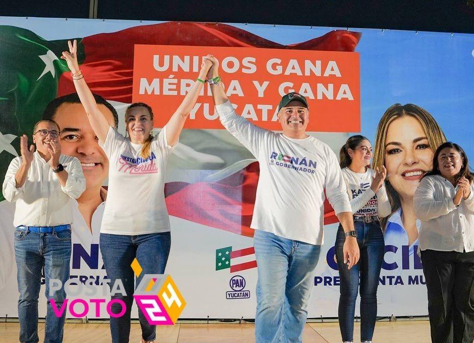 Cecilia Patrón y Renán Barrera en recorrido por el oriente de la ciudad de Mérida. Foto: Cortesía