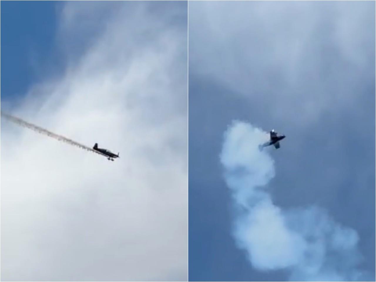 El video, que fue compartido en la red social Tiktok, muestra claramente la avioneta realizando piruetas arriesgadas. Foto: Tiktok.