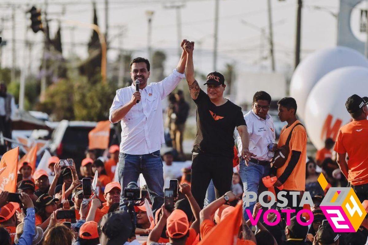 Asegura Jorge Álvarez Máynez que la campaña no se paga con millones, ni tapizando la ciudad con pancartas Foto: Equipo de campaña