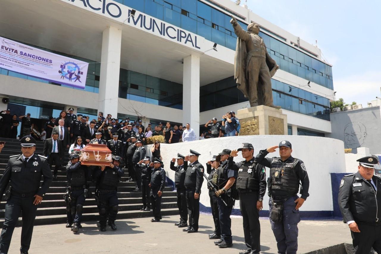 Con honores, fue despedido un policía caído en el municipio de Naucalpan. Imagen: Gob. Naucalpan.