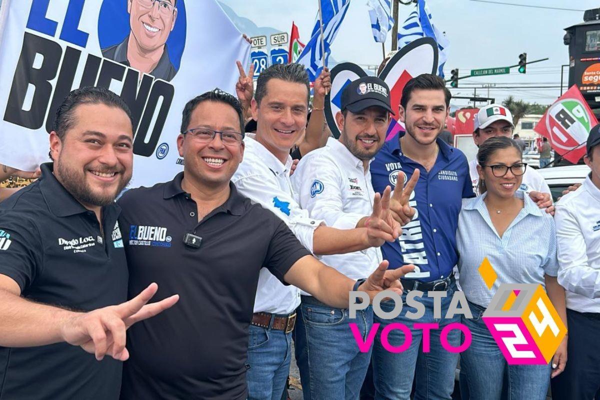 El candidato a la alcaldía de Santa Catarina, Héctor Castillo y otros aspirantes panistas. Foto. Armando Galicia