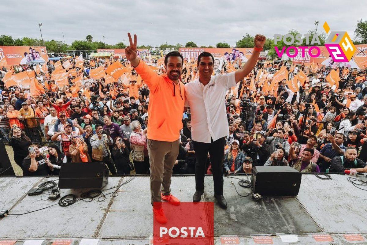 Jorge Álvarez Máynez visitó Matamoros para mostrar su respaldo a Roberto Lee, aspirante a alcalde del municipio tamaulipeco Foto: Equipo de campaña