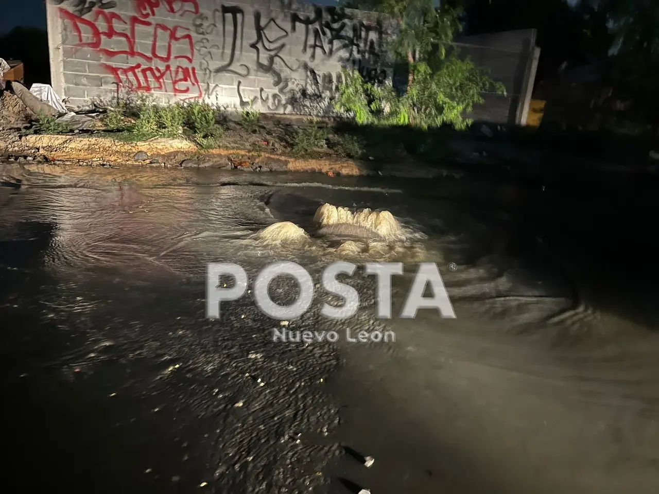 Las calles afectadas son Pastizal y El Palmar en la colonia Balcones de San Bernabé, impidiendo el paso a los automovilistas por la inundación. Foto: POSTA.