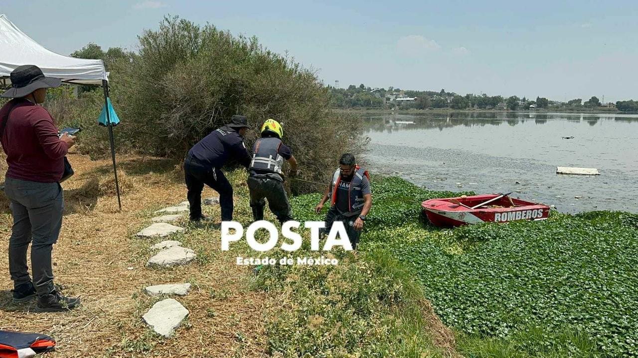 Tras no tener éxito en la localización del cocodrilo en la laguna La Piedad en Cuautitlán Izcalli, se suspendió la búsqueda. Foto: Fernando Cruz