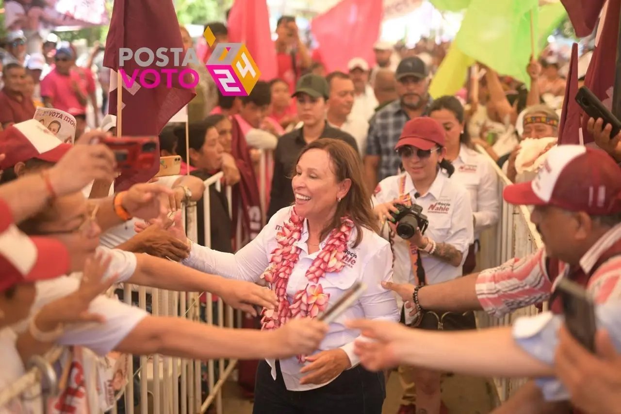 Rocío Nahle, candidata a la gubernatura por Morena, dijo en Pajapan que tiene el desafío de combatir la inseguridad en todo el estado de Veracruz. Foto: Rosalinda Morales / POSTA