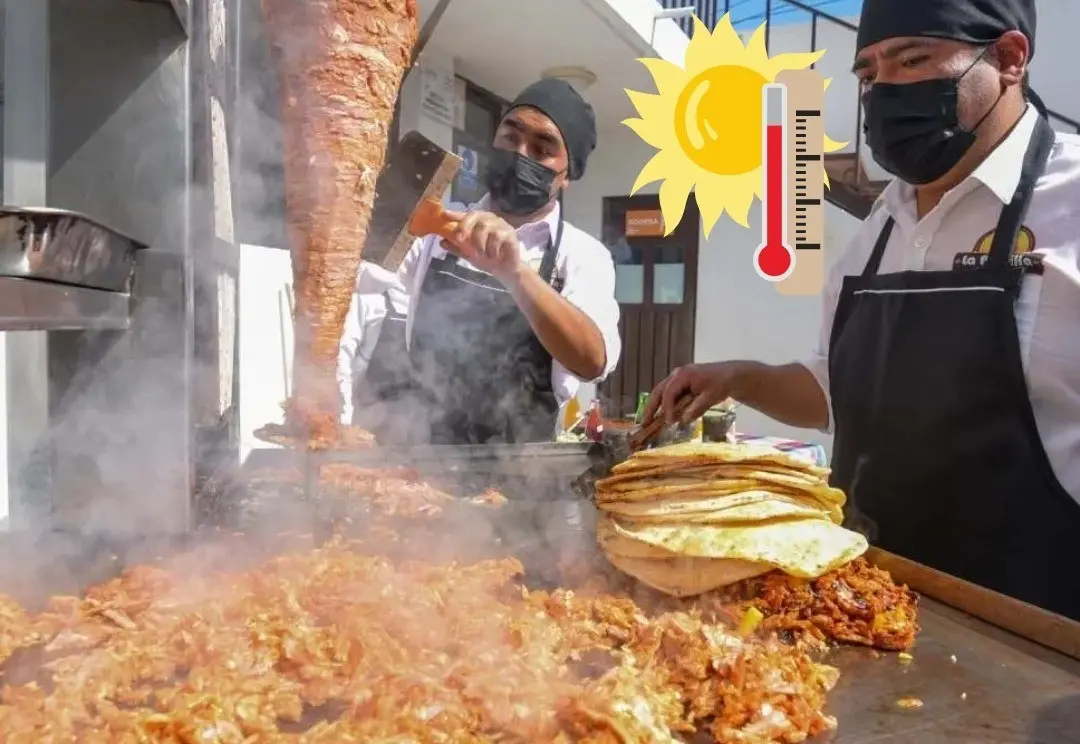 Un taquero preparando carnitas bajo un fuerte sol. Foto: N /Canva.
