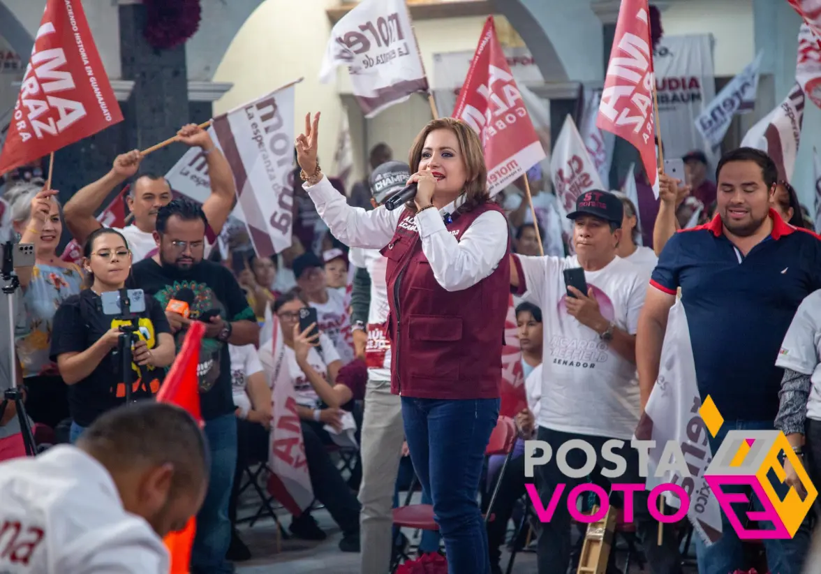 Alma Alcaraz, de Morena, denuncia como infames y políticas las declaraciones del gobernador Diego Sinhue Rodríguez tras el asesinato de Gisela Gaytán Gutiérrez en Celaya. Foto: Cortesía