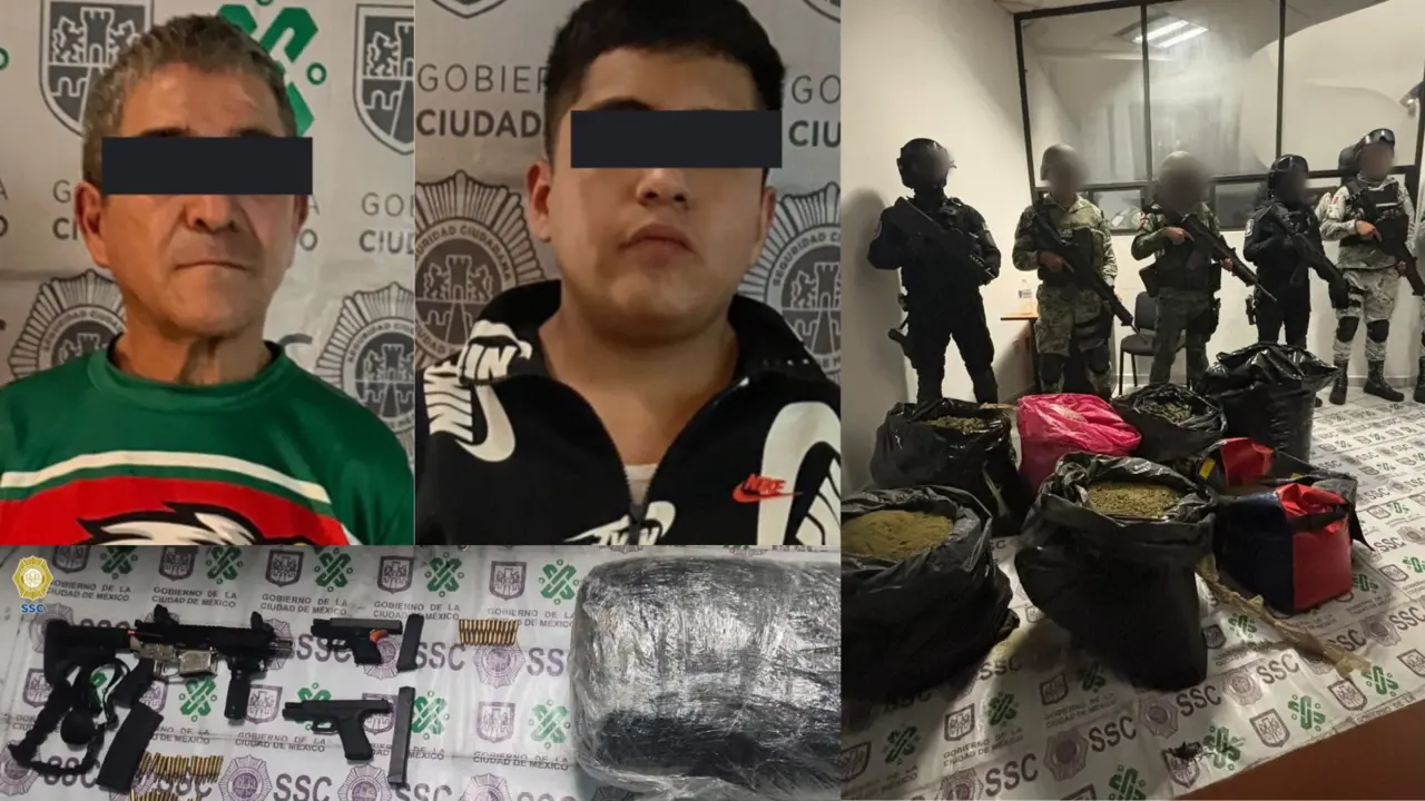 Dos detenidos, droga y armas confiscadas en operativo. Foto: @PabloVazC