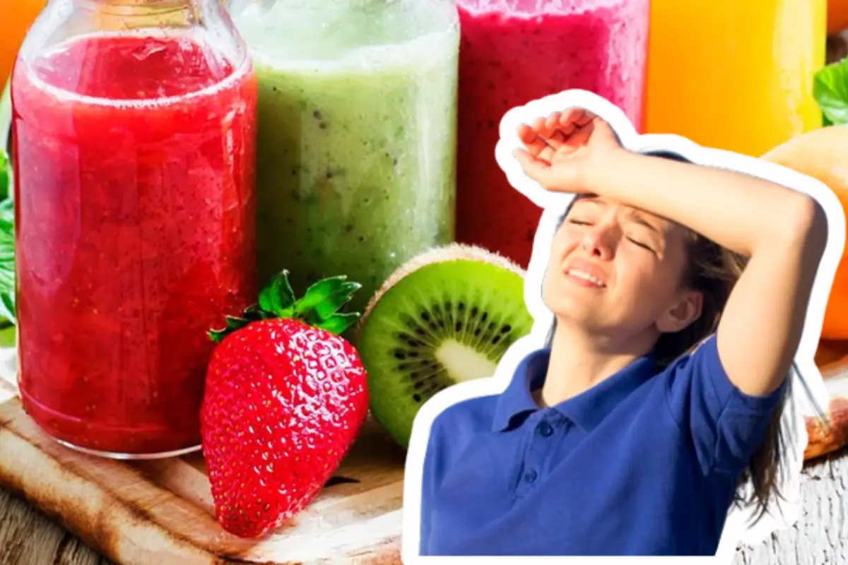 Jugos de fruta y persona con calor.    Foto: Especial