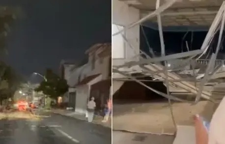 Los daños en el anillo periférico y el campus de salud en Mitras, por los fuertes vientos. Foto: Infobae.