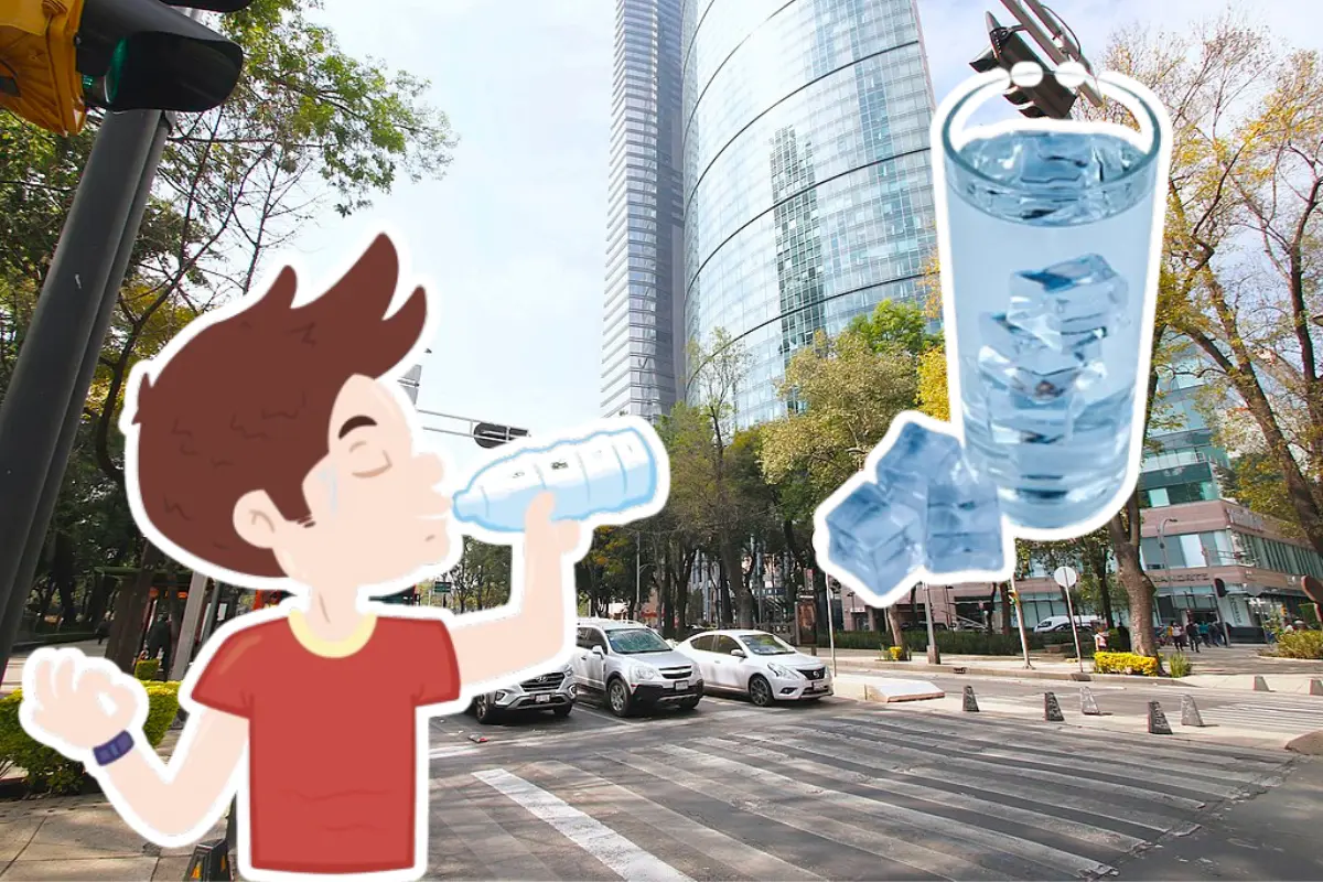 CDMX e ilustración de niño tomando agua.   Foto: Especial