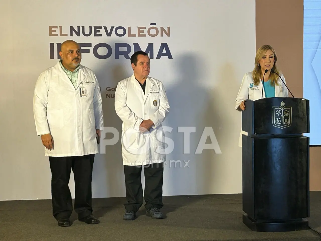 La Secretaria de Salud en el Estado, Alma Rosa Marroquín, presentando actualización del caso San Pedro. Foto: Jorge López