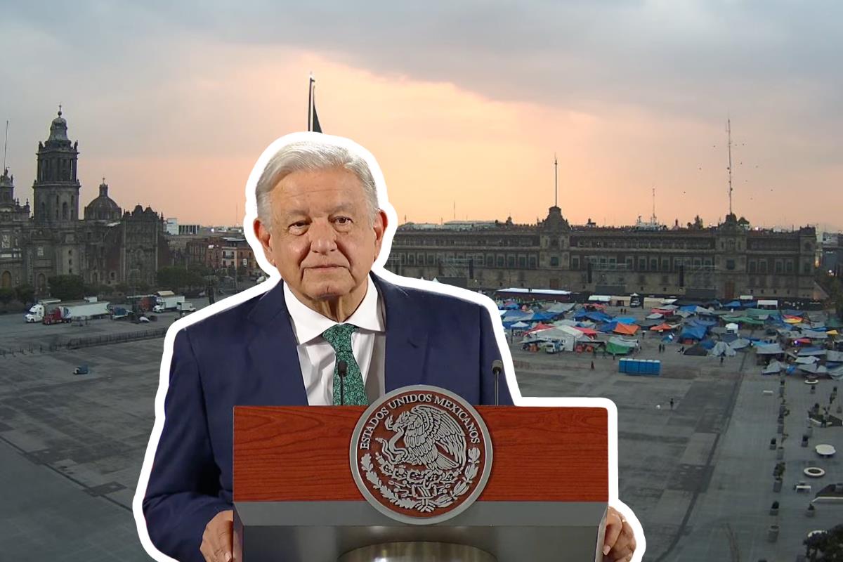 AMLO, Zócalo. Foto: SS de @lopezobrador/@webcamsdemexico