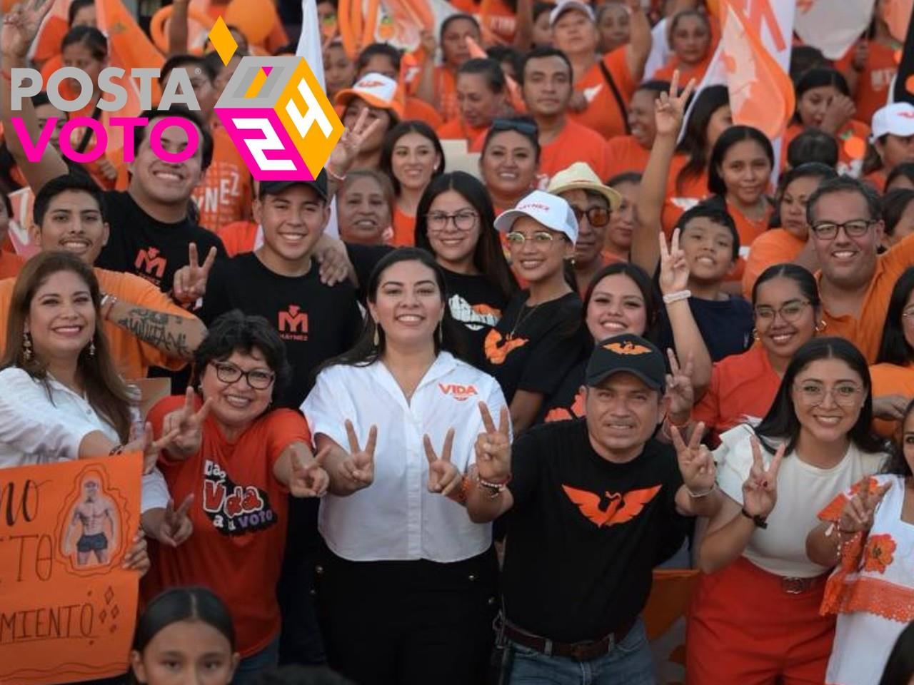 Vida Gómez, candidata de MC al gobierno de Yucatán visitó Peto donde llamó a sus simpatizantes a salir a votar este 2 de junio.- Foto Cortesía