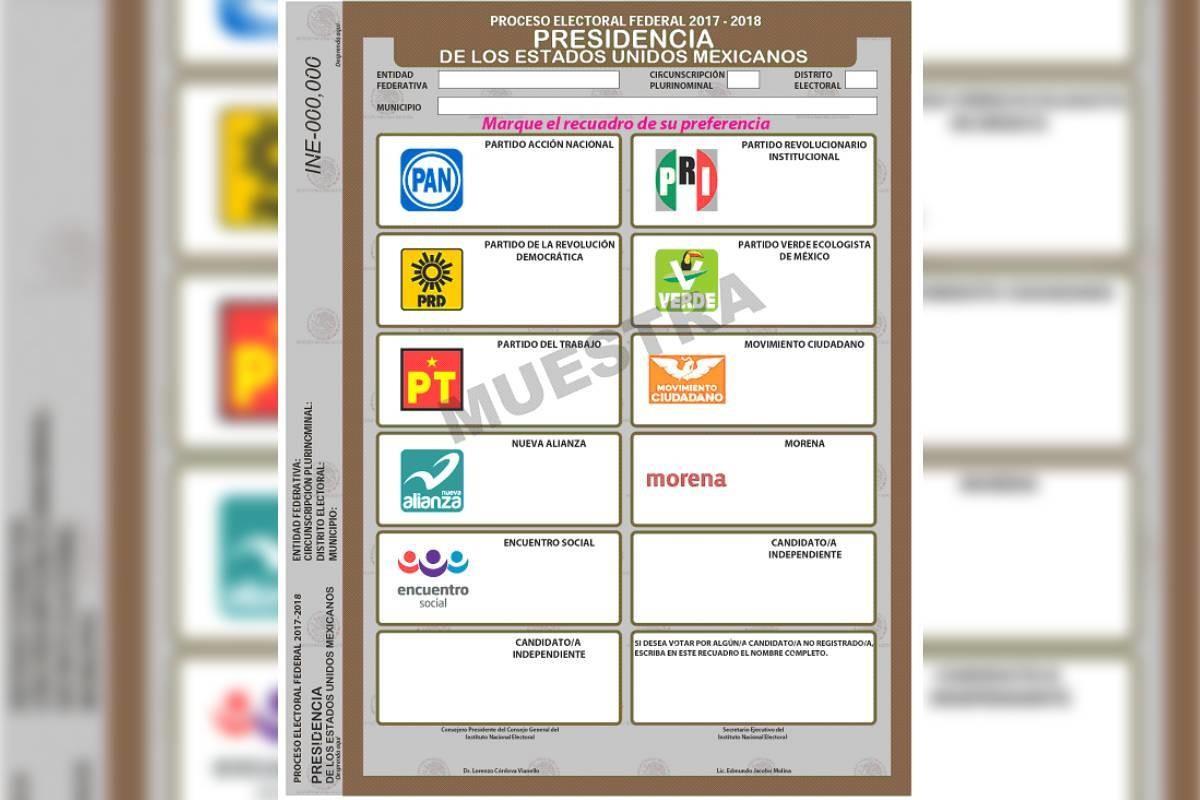 Muestra de boleta electoral del INE. Foto: Diario Oficial de la Federación