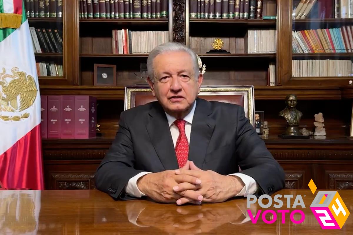 El presidente AMLO en video comunicado para felicitar a Sheinbaum tras darse a conocer los resultados de tendencias del PREP. Captura de pantalla / X