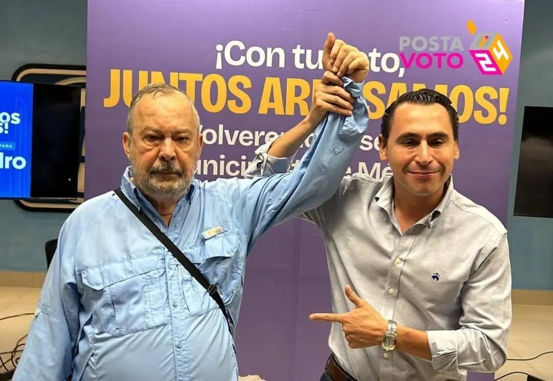 Mauricio Fernández junto a Luis Susarrey tras conocerse el resultado de la elección. Foto: Armando Galicia.