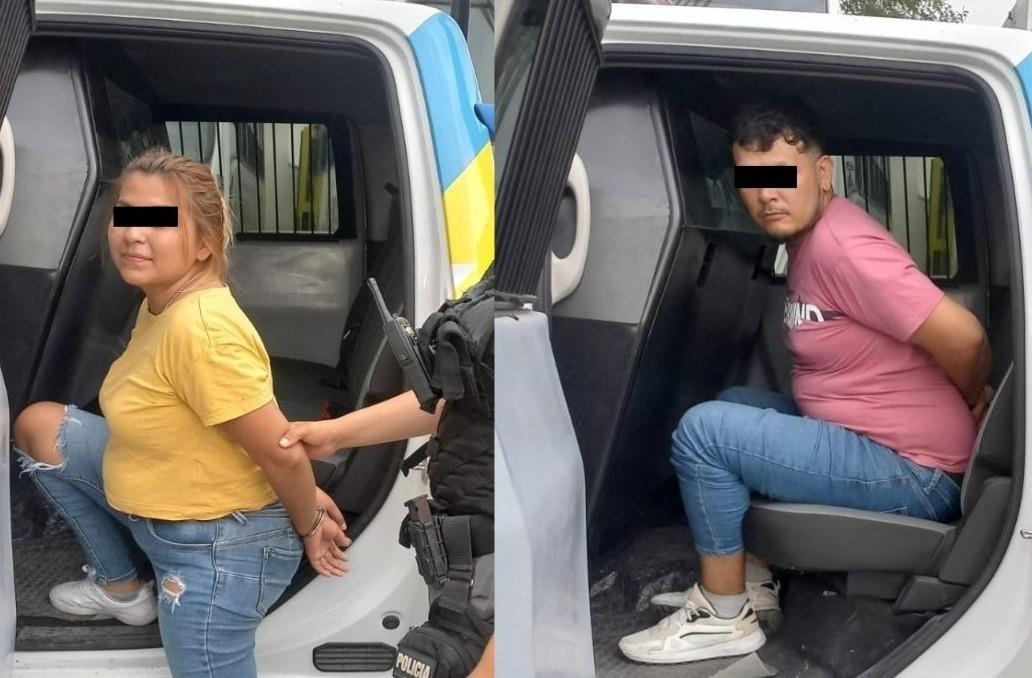 La mujer y el hombre detenidos por las autoridades municipales. Foto: Policía de Monterrey.